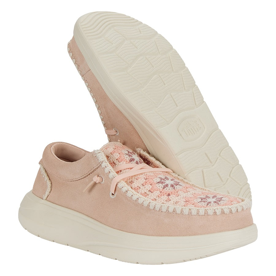 Wendy Comf Suede Crochet – Pale Pink/Multi - Image 4